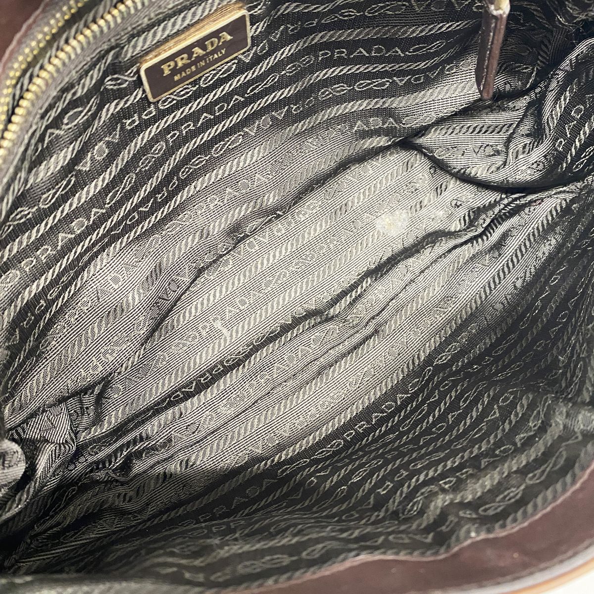 Prada Shoulder Bag Leather Brown Gold — view 4