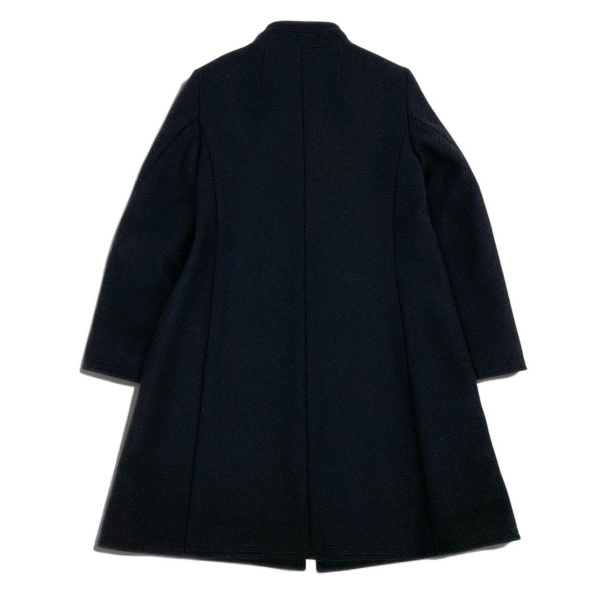 Celine Wool Long Coat Stand Collar Emblem Button Black 38 — view 3