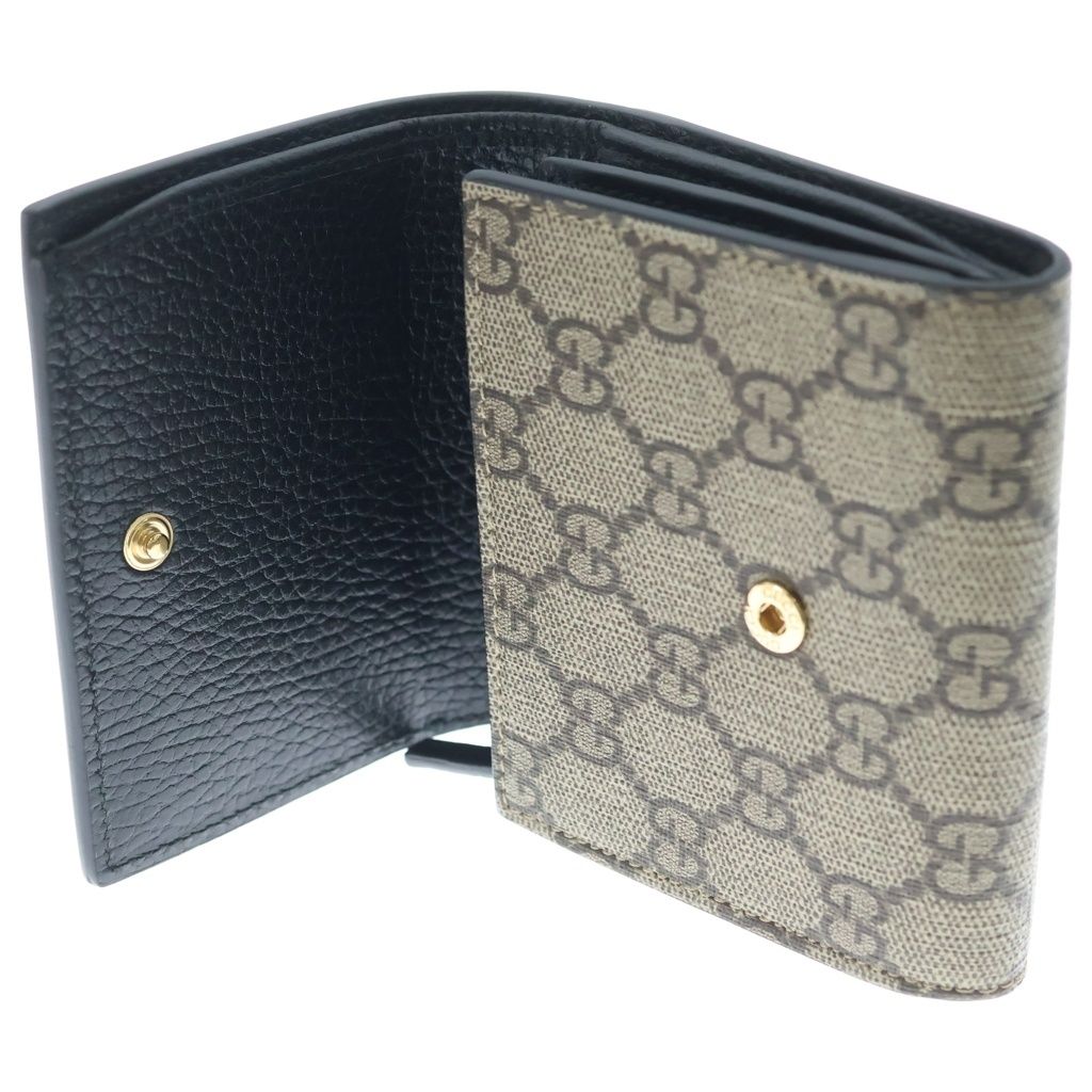 Gucci GG Compact Wallet Bifold Leather Black Beige — view 4