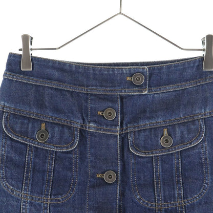 Prada Side Button Denim Skirt Detail Indigo — view 3