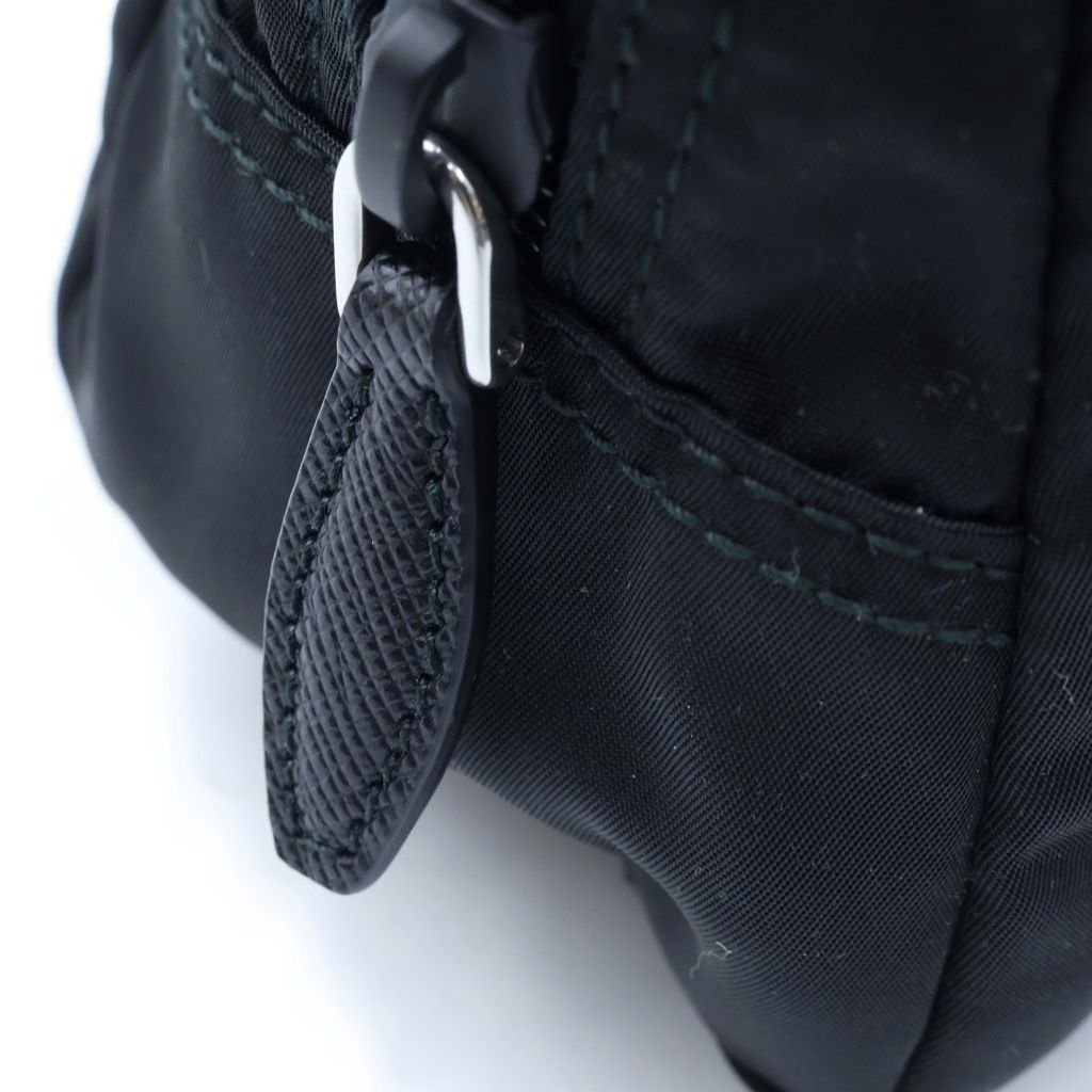 Prada Triangle Logo Tessuto Nylon Makeup Pouch Case Black Silver — view 7