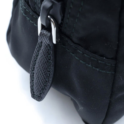 Prada Triangle Logo Tessuto Nylon Makeup Pouch Case Black Silver — view 7