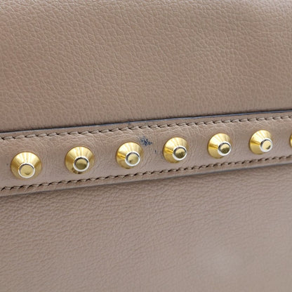 Prada Studded Shoulder Bag Beige Leather Gold — view 7