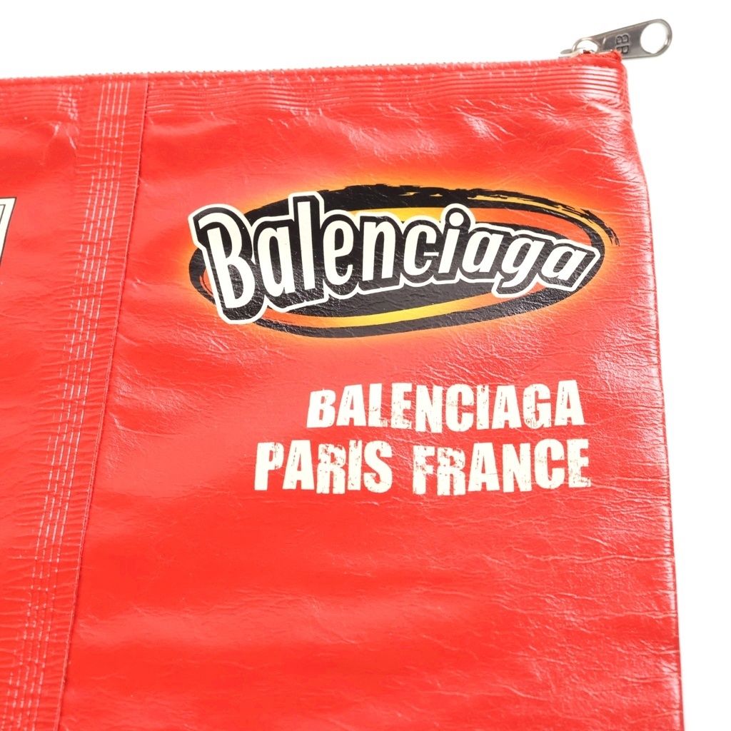 Balenciaga Chips Clutch Red Glossy Calfskin Silver — view 8