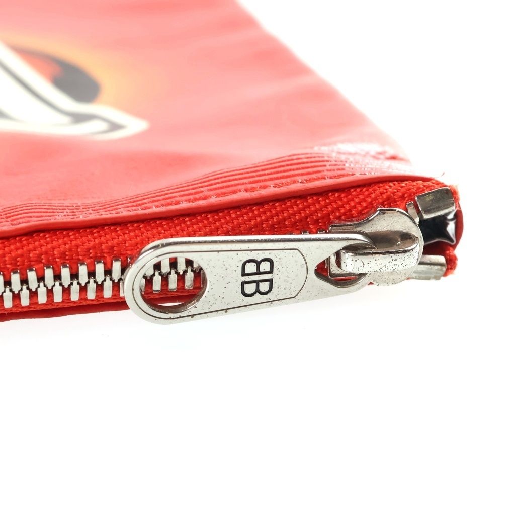 Balenciaga Chips Clutch Red Glossy Calfskin Silver — view 7
