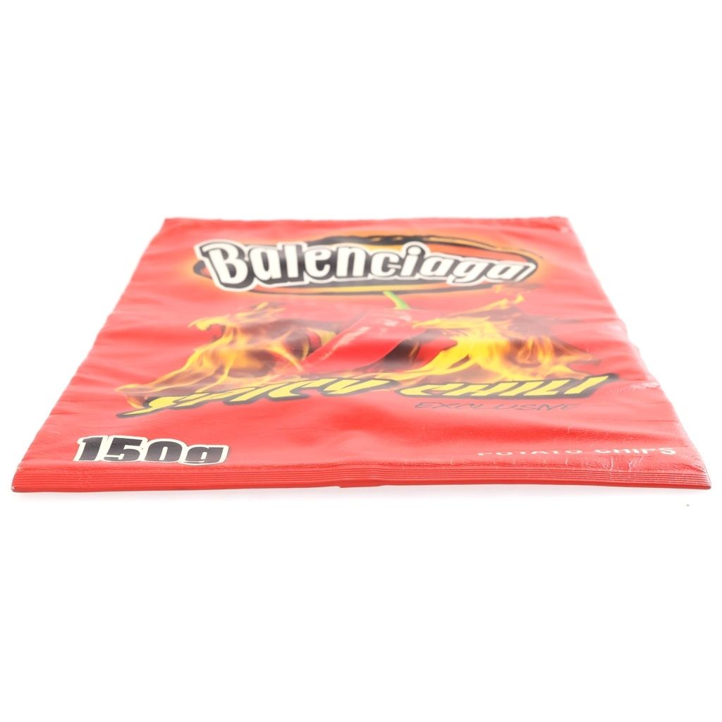 Balenciaga Chips Clutch Red Glossy Calfskin Silver — view 4