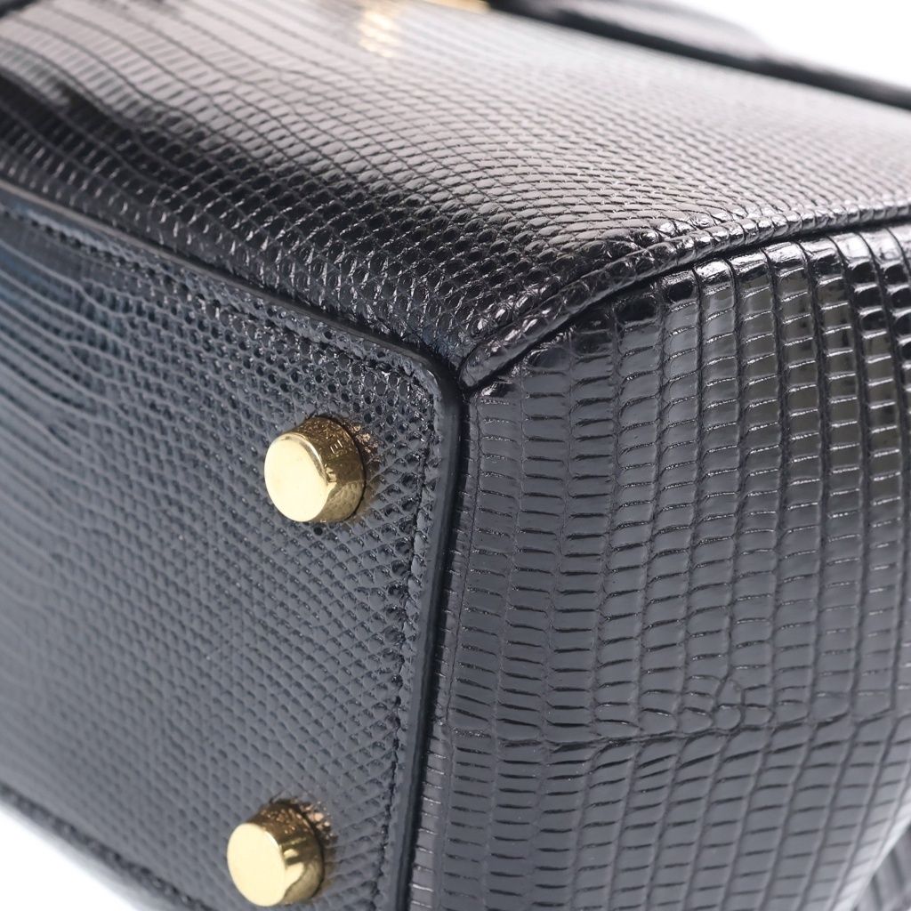 Celine Embossed Leather 2-Way Bag Gold Black — view 5