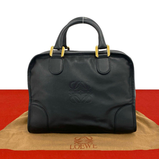 Loewe Vintage Amazona Anagram Logo Leather Mini Boston Bag Black