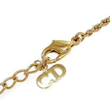 Dior Rhinestone Emblem Round Necklace Gold — view 6
