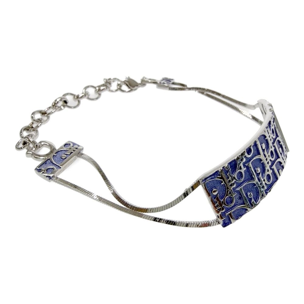 Dior Metal Trotter Plate Bracelet Silver Blue — view 3
