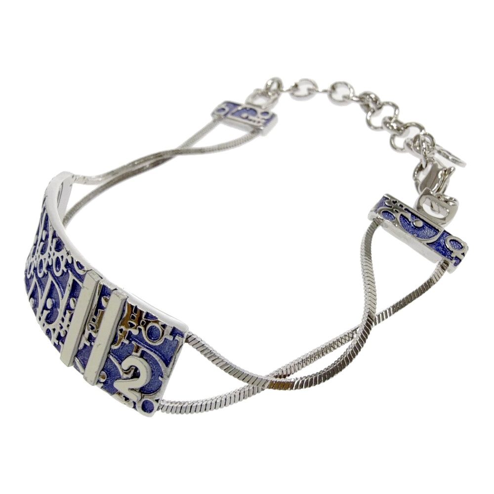 Dior Metal Trotter Plate Bracelet Silver Blue — view 2