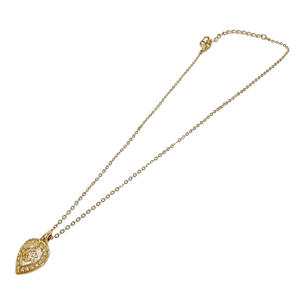 Dior Rhinestone Emblem Heart Necklace Earrings — view 2