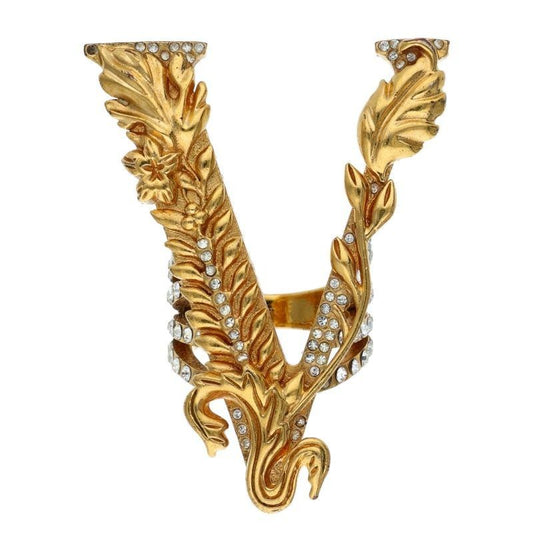 Versace Stone Embellished Logo Ring