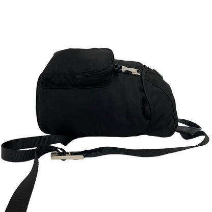 Prada Triangle Logo Tessuto Pocono Nylon Saffiano Leather Backpack Black — view 6