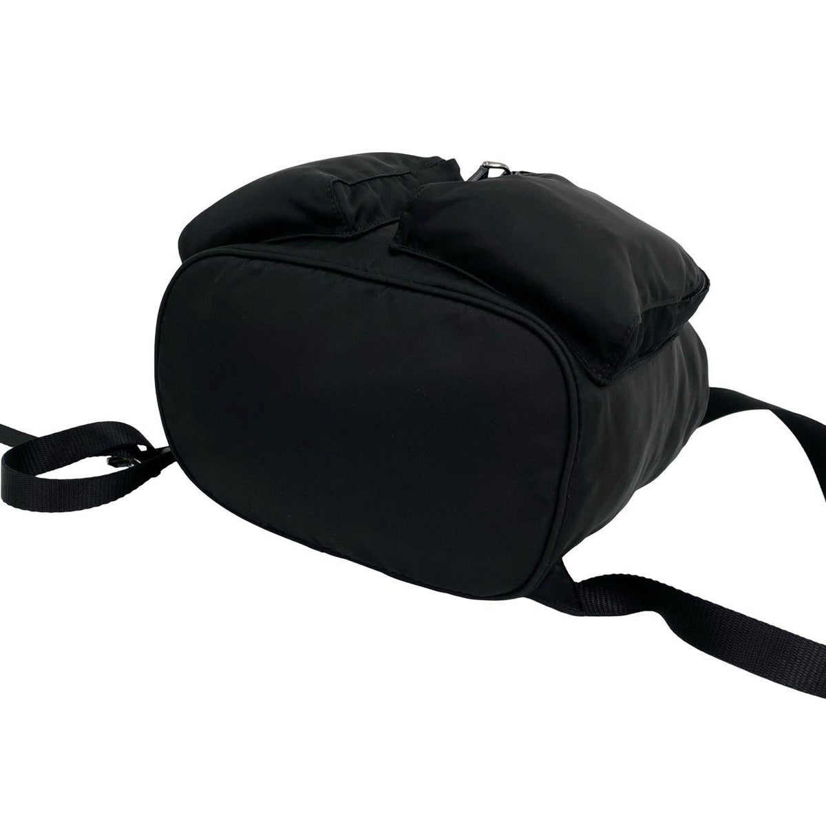 Prada Triangle Logo Tessuto Pocono Nylon Saffiano Leather Backpack Black — view 8