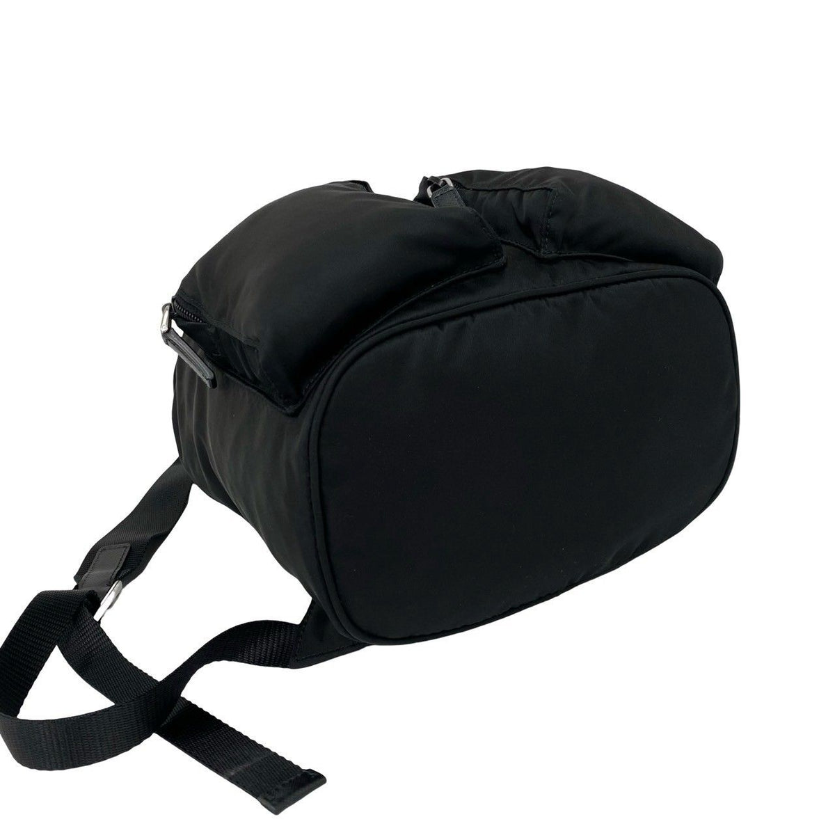 Prada Triangle Logo Tessuto Pocono Nylon Saffiano Leather Backpack Black — view 7