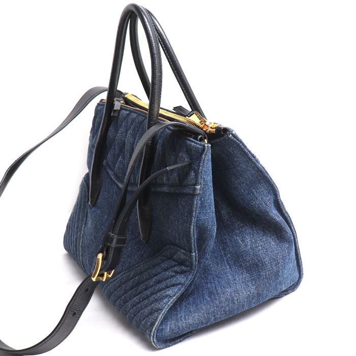 Miu Miu Denim Biker Handbag Blue — view 2