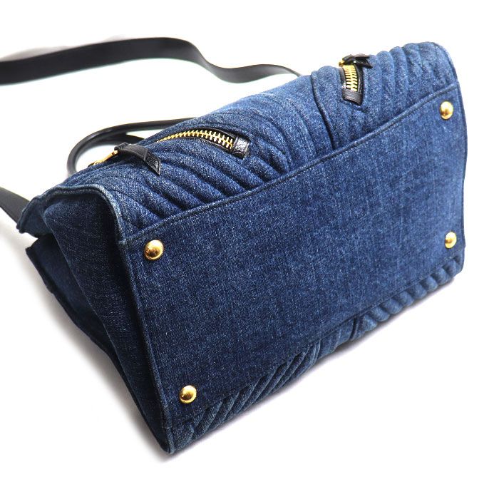 Miu Miu Denim Biker Handbag Blue — view 3