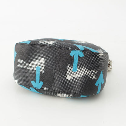 Prada Leather Cowhide Rabbit Arrow Shoulder Bag Black Blue — view 6