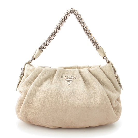 Prada Cervo Lux Chain Leather Hobo Gradient Shoulder Bag Ivory Pink Beige
