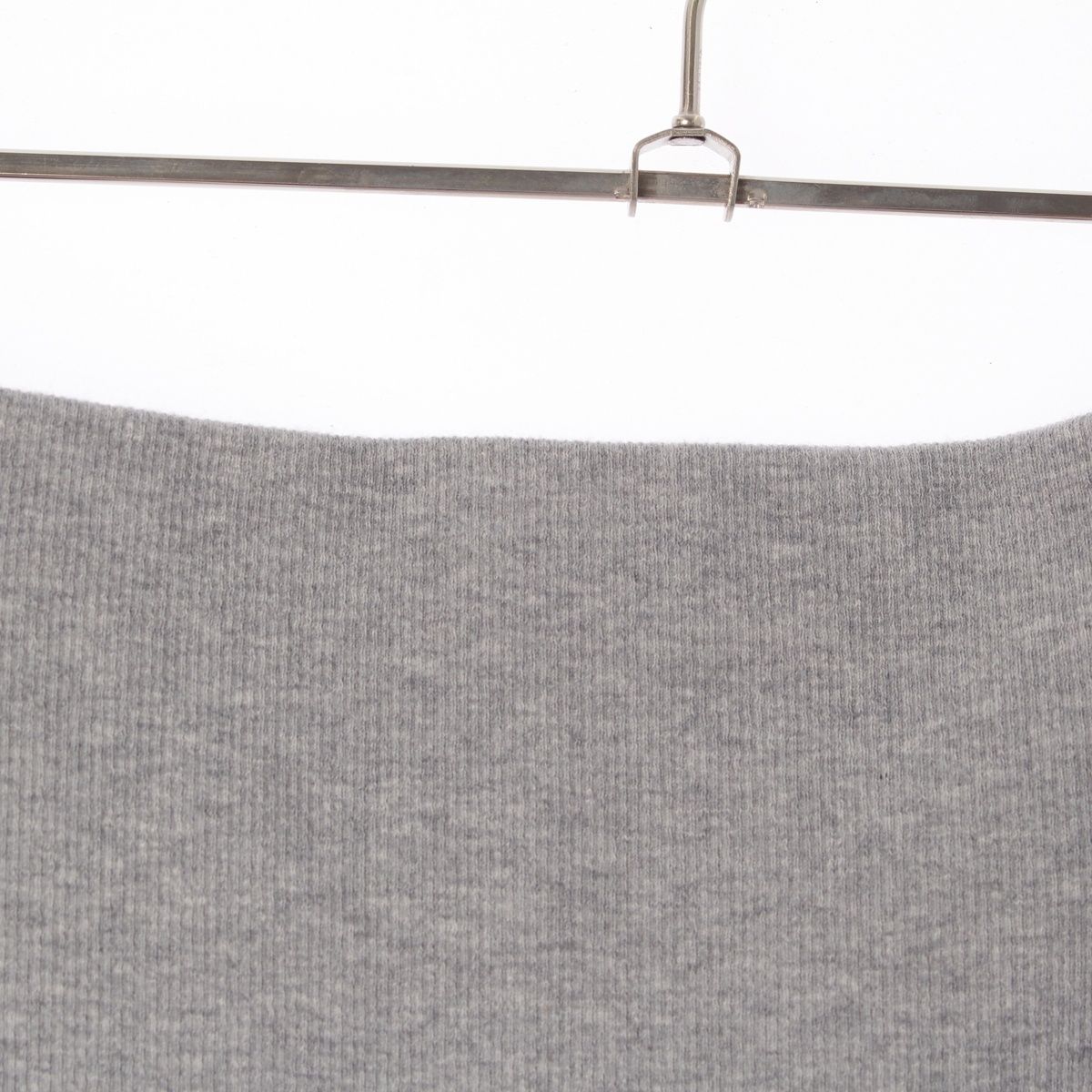 Miu Miu Cotton Poplin Cashmere Rib Knit Contrast Trim Mini Skirt White Gray 40 — view 4