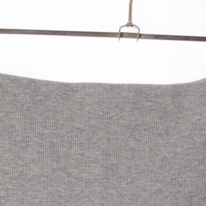 Miu Miu Cotton Poplin Cashmere Rib Knit Contrast Trim Mini Skirt White Gray 40 — view 4