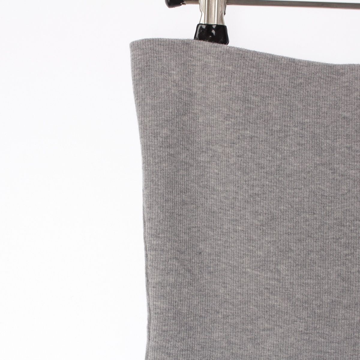 Miu Miu Cotton Poplin Cashmere Rib Knit Contrast Trim Mini Skirt White Gray 40 — view 3