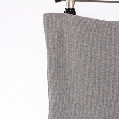 Miu Miu Cotton Poplin Cashmere Rib Knit Contrast Trim Mini Skirt White Gray 40 — view 3