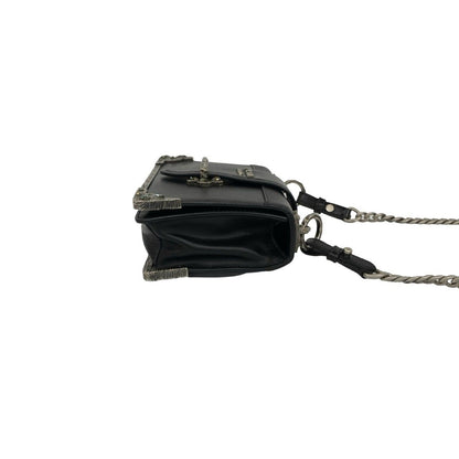 Prada Cahier Logo Leather Chain Mini Shoulder Bag Pochette Black — view 6