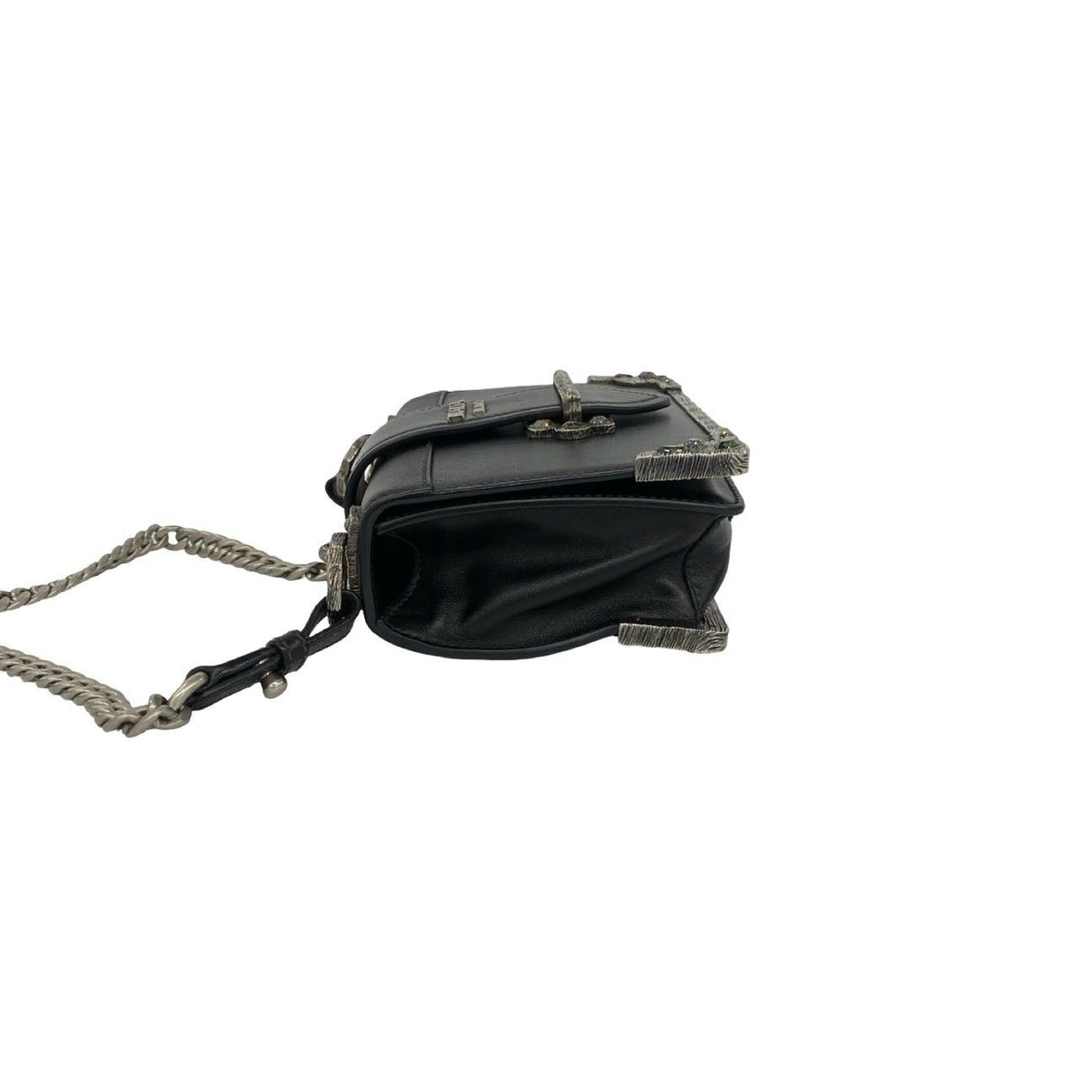 Prada Cahier Logo Leather Chain Mini Shoulder Bag Pochette Black — view 5