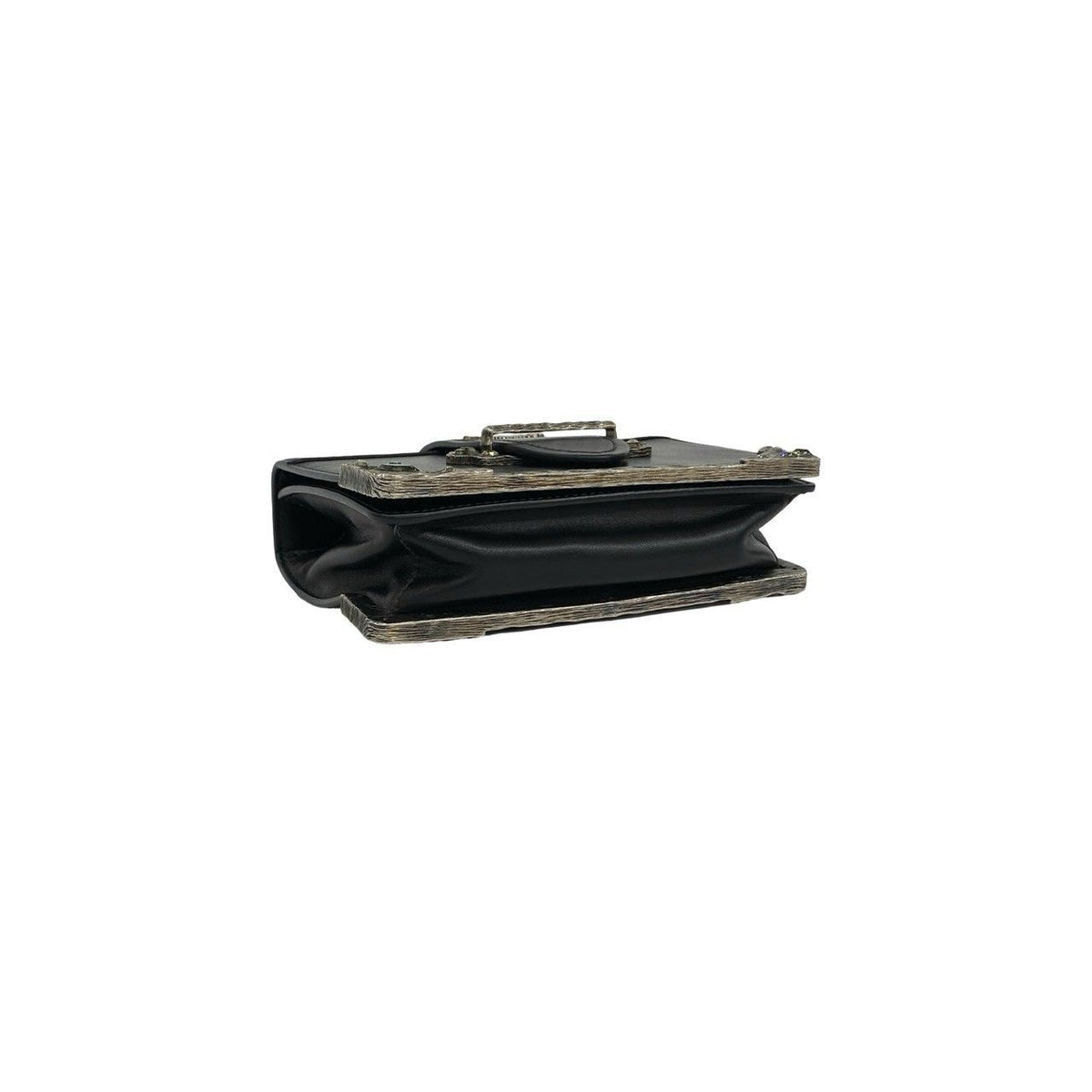 Prada Cahier Logo Leather Chain Mini Shoulder Bag Pochette Black — view 7