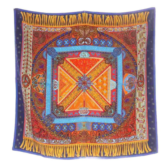 Hermes Riding on Flying Carpet Sur Un Tapis Volant Scarf Carre 90 Silk Blue