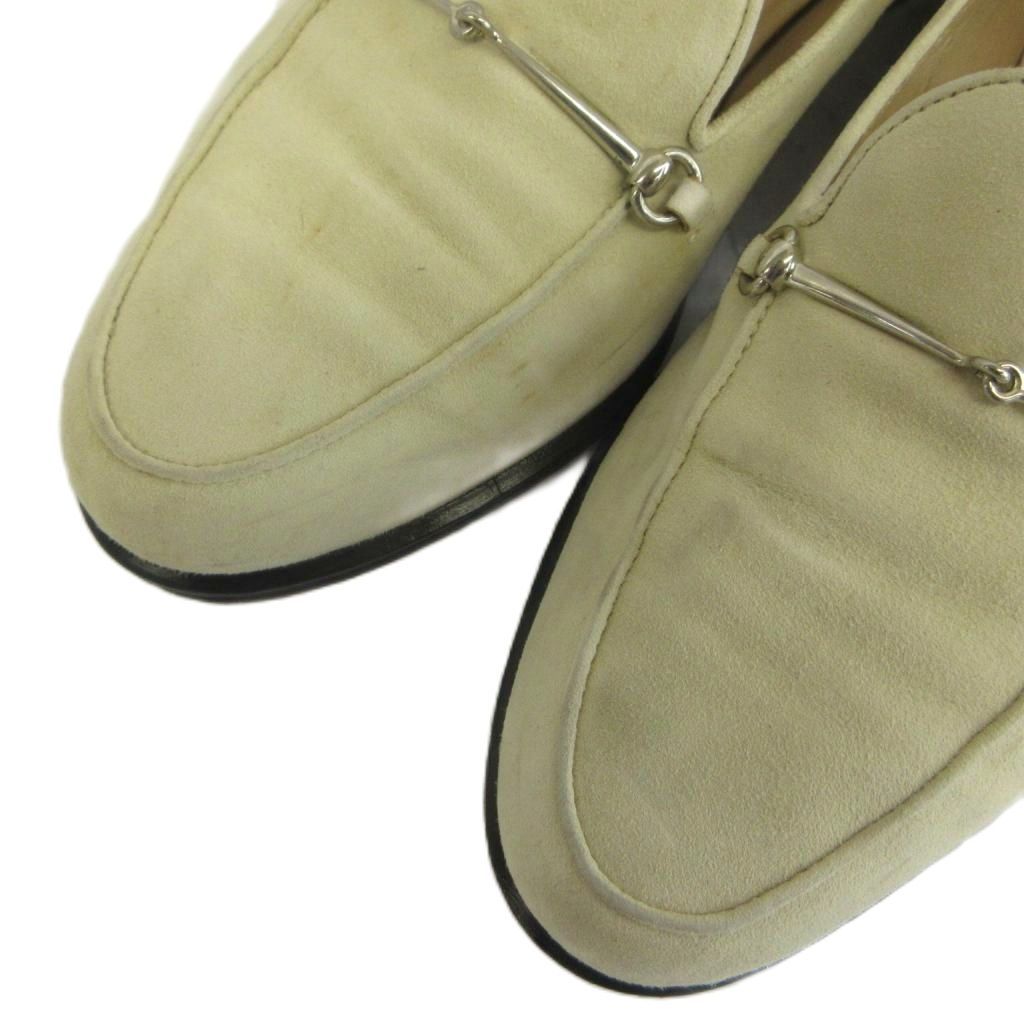 Gucci Loafers Suede Horsebit Silver Beige — view 3