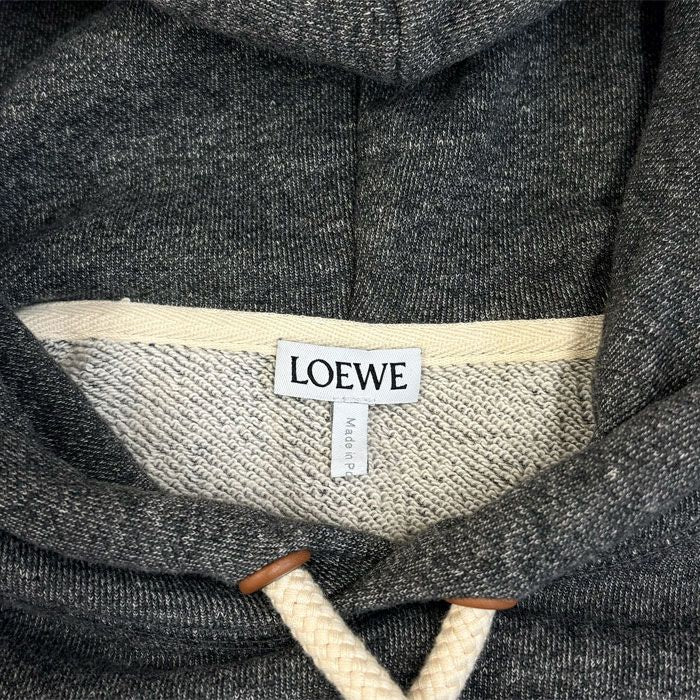 Loewe Anagram Leather Logo Pullover Hoodie Gray XS — view 6