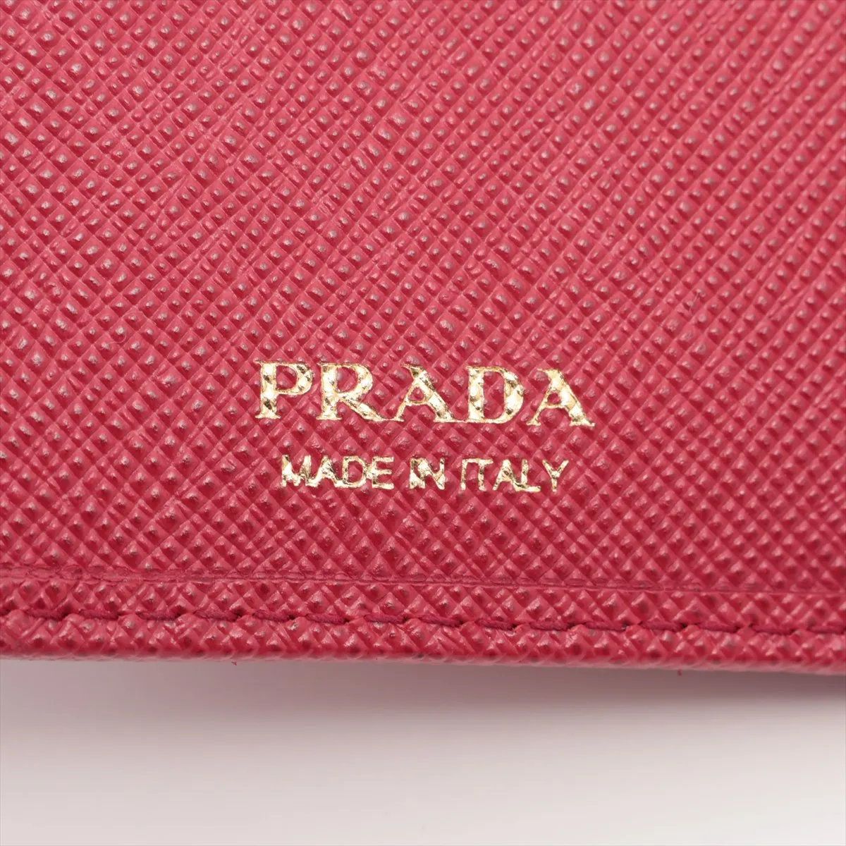 Prada Saffiano Leather Bifold Wallet Compact Pink — view 7