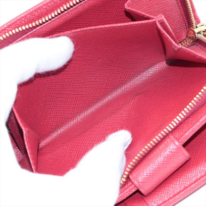 Prada Saffiano Leather Bifold Wallet Compact Pink — view 6