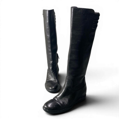 Prada 2 D Sport Long Boots Leather Side Zip Black Shoes — view 3