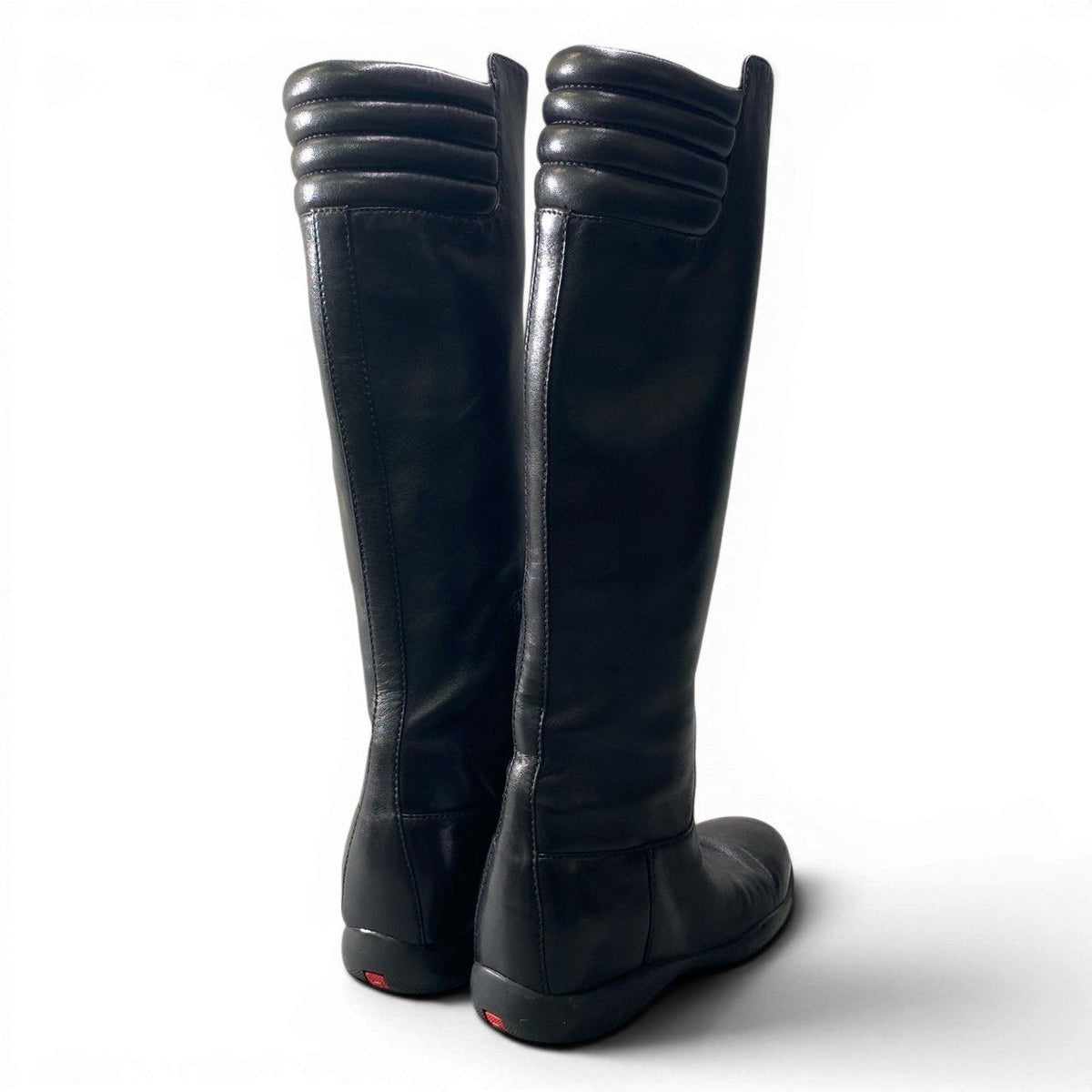 Prada 2 D Sport Long Boots Leather Side Zip Black Shoes — view 5