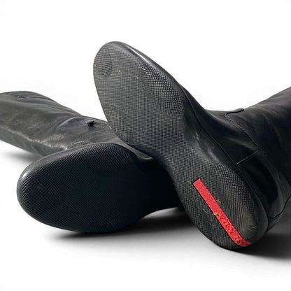Prada 2 D Sport Long Boots Leather Side Zip Black Shoes — view 7