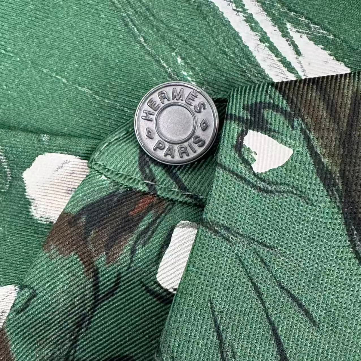 Hermes Shirt Clerc Twillaine Green Silk — view 3