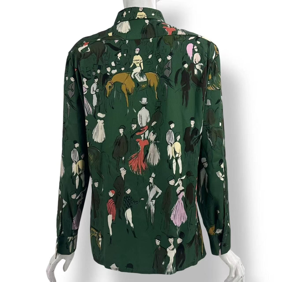Hermes Shirt Clerc Twillaine Green Silk — view 2