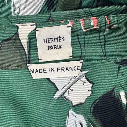 Hermes Shirt Clerc Twillaine Green Silk — view 4
