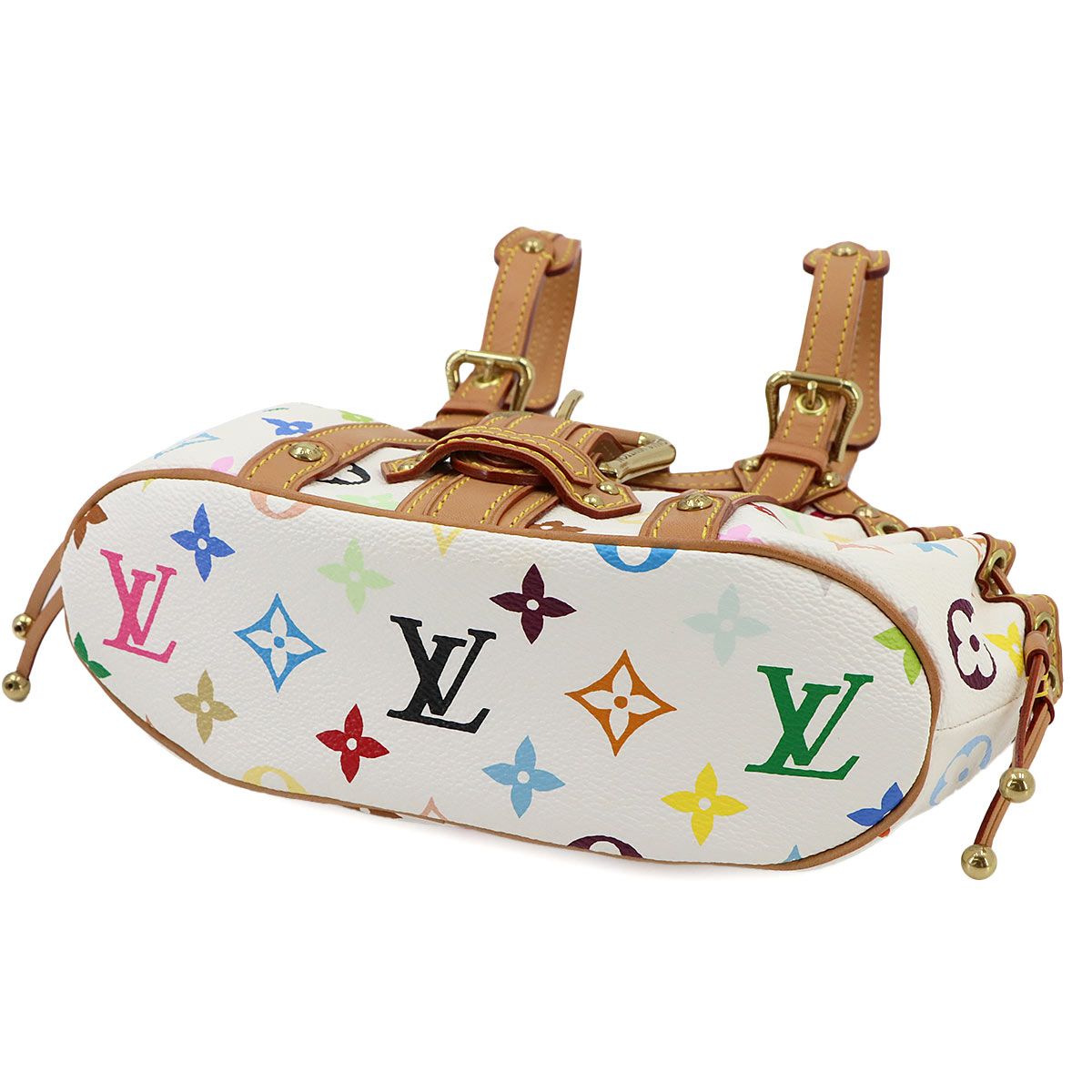 Louis Vuitton Monogram Multicolor Theda Hand Bag Blanc Gold PM — view 5