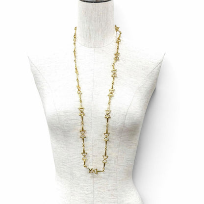 Celine Vintage Triomphe Horsebit Chain Long Necklace Gold — view 3