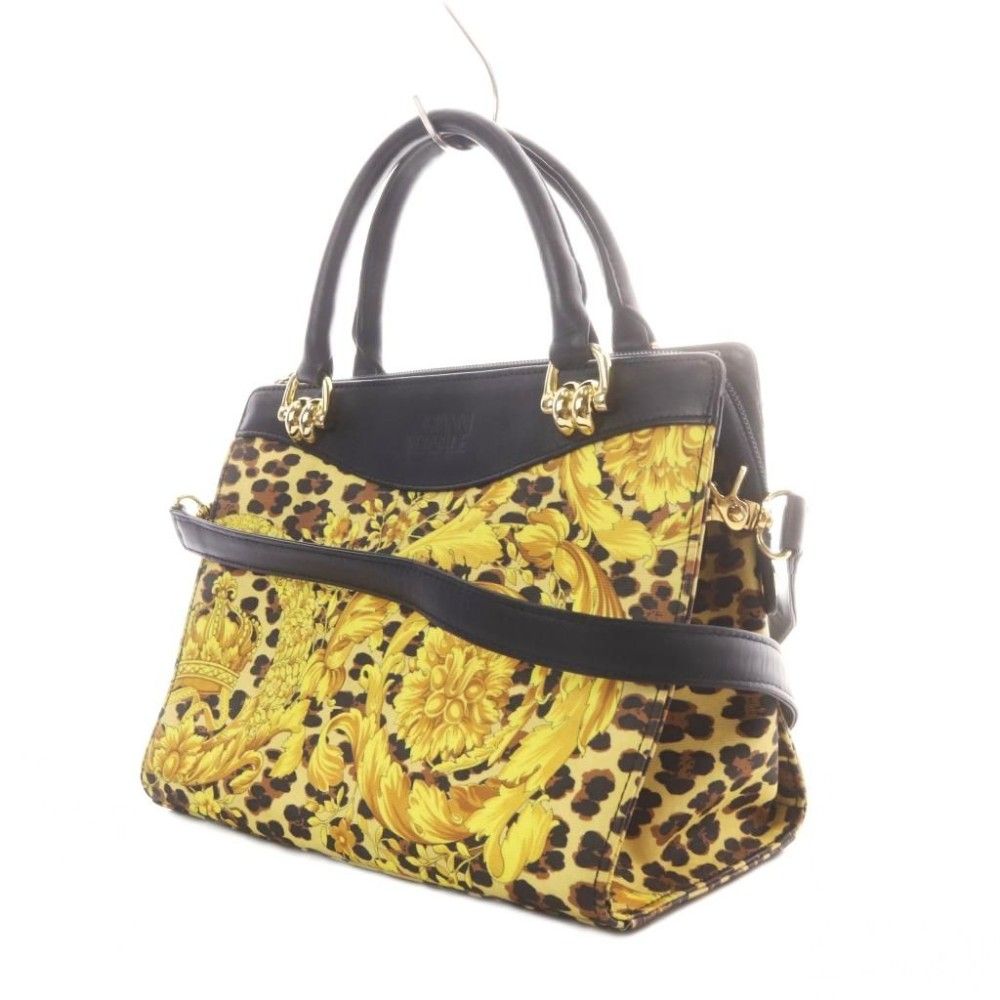 Versace Gianni Vintage Shoulder Bag Leopard Print All Over 2-Way Leather Yellow — view 3