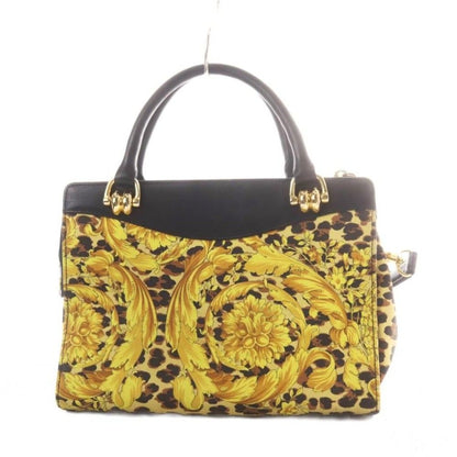 Versace Gianni Vintage Shoulder Bag Leopard Print All Over 2-Way Leather Yellow — view 2