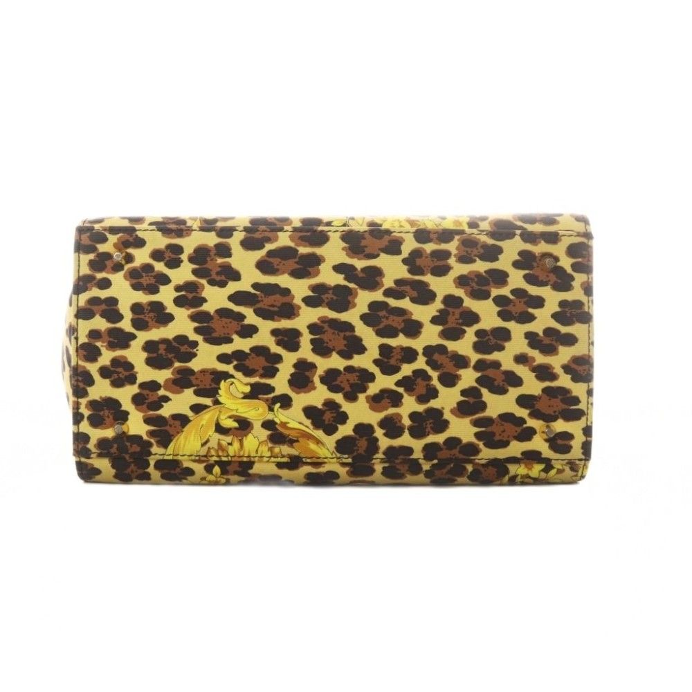 Versace Gianni Vintage Shoulder Bag Leopard Print All Over 2-Way Leather Yellow — view 4