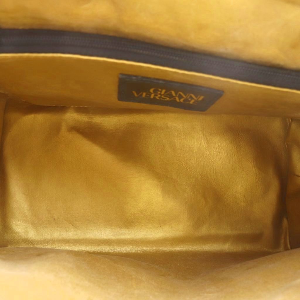 Versace Gianni Vintage Shoulder Bag Leopard Print All Over 2-Way Leather Yellow — view 5