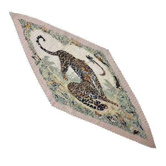 Hermes Scarf Pleated Silk Dip Dye Dip Die Jungle Love Beige