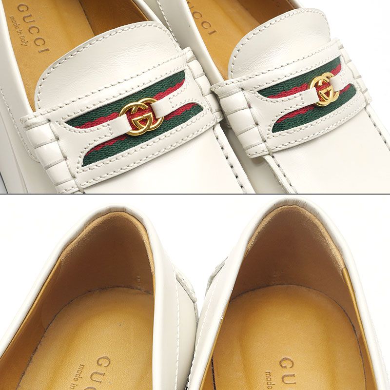 Gucci Platform Loafers Thick Sole Leather Ivory — view 8